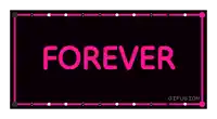 the word forever is written in pink on a black background .