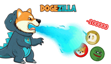 a cartoon of a dogzilla with a fireball coming out of his mouth