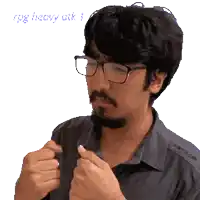 a pixelated image of a man wearing glasses and a beard with the words " i 'm sorry sir " behind him