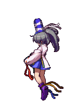 a pixel art drawing of a girl with a ponytail