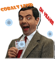 a man in a suit and tie holding a badge that says cobalt lend