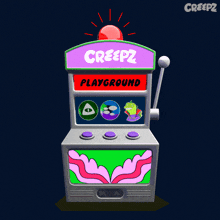 a slot machine with creepz playground written on the top