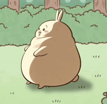 a cartoon drawing of a bunny with a smiley face