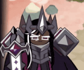 a cartoon character wearing a crown and holding a sword .