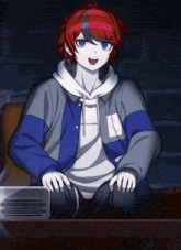 a boy with red hair is wearing a sweatshirt that says " i love you until i die "
