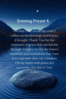 a picture of a lake with a prayer on it