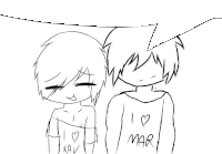 a black and white drawing of a boy and a girl with one wearing a shirt that says " i love mar "