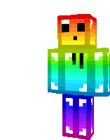 a rainbow minecraft skin with a surprised face