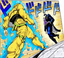 a cartoon drawing of dio and jotaro fighting