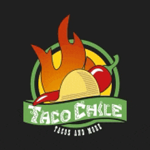 a logo for taco chile shows a taco and a pepper