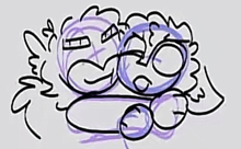 a drawing of a person laying on a bed with a purple background .