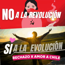 a poster that says no a la revolucion si a la evolution