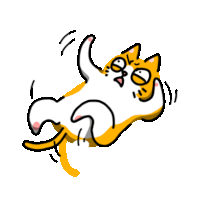 a cartoon drawing of a cat laying on its back scratching itself