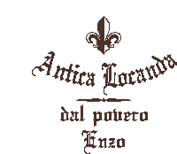 a logo for antica lavanda dal podero enzo with a fleur de lis