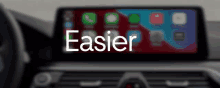 a blurred image of a car dashboard with the words easier in white letters