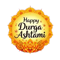 a yellow sign that says happy durga ashtami on it