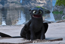 toothless from how to train your dragon is sitting on a beach