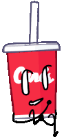 a cartoon drawing of a cup of coke with a straw