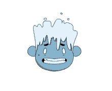 a cartoon drawing of a person 's face with water dripping from their head