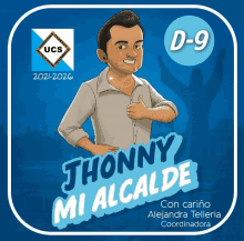 a cartoon of a man giving a thumbs up with the words thonny mi alcalde