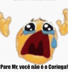 a crying smiley face with the words pare mr. voce não e o coringa below it