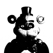 a black and white drawing of freddy fazbear from five nights at freddy 's .