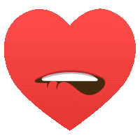 a red heart with a mouth and tongue sticking out of it