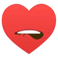 a red heart with a mouth and tongue sticking out of it