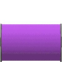 a purple banner is sitting on a white surface .