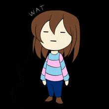 a drawing of a girl with the word wat above her