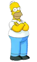 homer simpson is standing with his arms crossed and his eyes closed