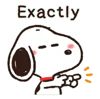 a cartoon drawing of snoopy with the words exactly below him