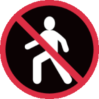 a sign that says no pedestrians in a black and red circle