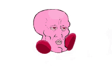 a pink cartoon character with boxing gloves on his arms