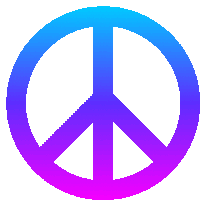 a blue and purple peace sign is against a white background