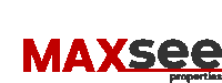 a logo for maxsee properties is red and black