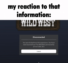 a screenshot of a game that says my reaction to that information