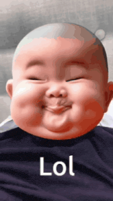 a baby making a funny face with the word lol on the bottom right