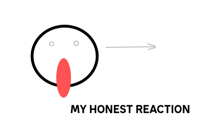 a drawing of a face with an arrow pointing to it and the words my honest reaction below it