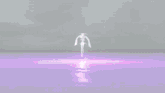 a cartoon character is standing in a purple light