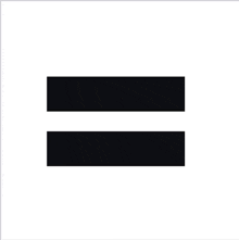 a black equal sign on a white background .