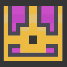 a pixel art drawing of a chest with purple and yellow squares