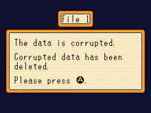 a computer screen that says the data is corrupted and corrupted data has been deleted