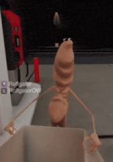 a cartoon ant is standing in front of a gas pump that says rofgator