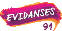 a logo for evidanses 91 has a purple and orange brush stroke