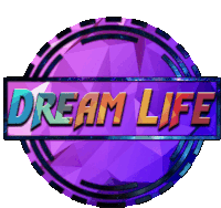 a purple circle with the words dream life in the middle