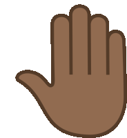 a drawing of a brown hand making a stop sign on a white background