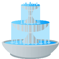 a cartoon illustration of a fountain with water falling from the top