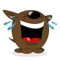 a cartoon dog is laughing with tears coming out of his eyes
