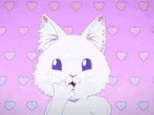 a white cat with a speech bubble that says ' i love you ' on it